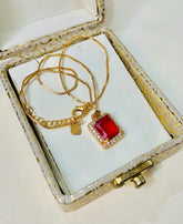 Zircon Pendant-264 (Golden/Maroon)